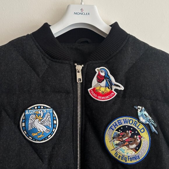 Dolce & Gabbana Bird, Dog Patch Quilted Puffer Wool Down Bomber Jacket - 48 S- M - Picture 2 of 13